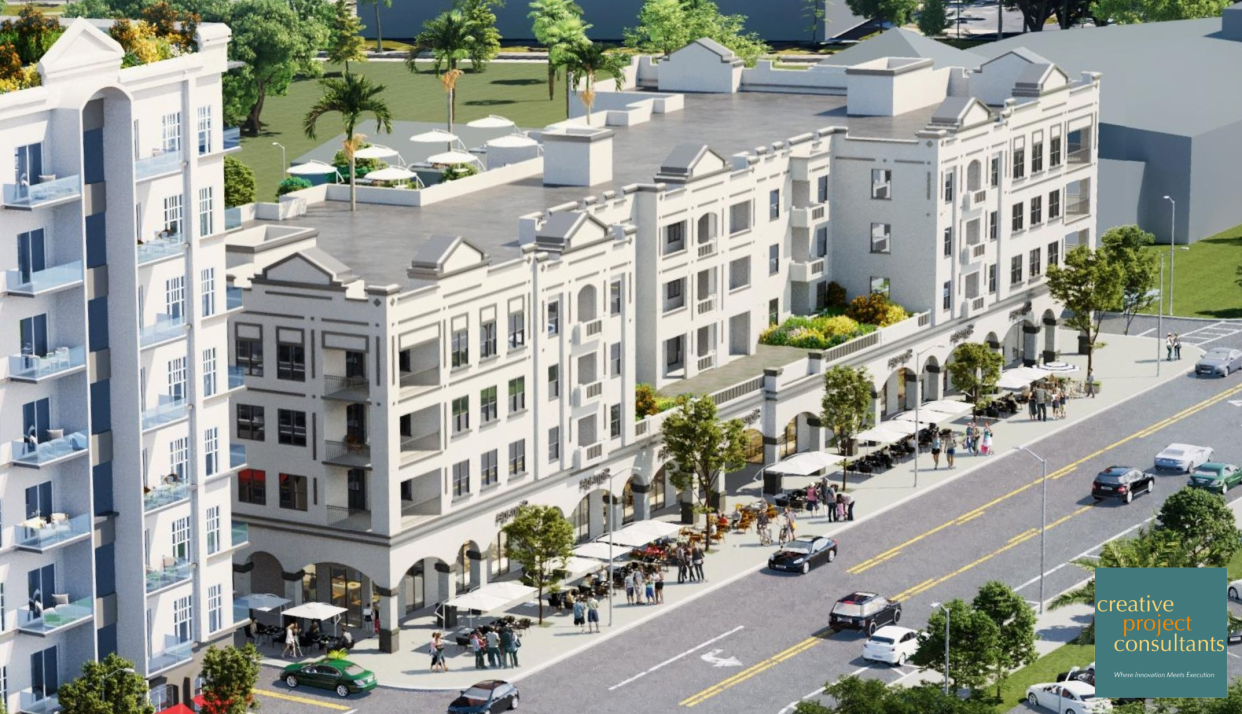 Lakeland developer Gregory Fancelli is drafting a proposal to build a multi-story, mixed-use building along the 300 block of North Massachusetts Avenue in Lakeland. This image shows an early rendering of what the building may look like, paying homage to the city's former Hotel Thelma.