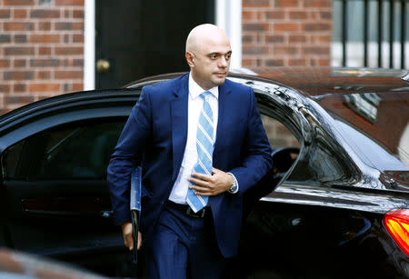 Britain's Home Secretary Sajid Javid is seen outside of Downing Street in London, Britain, February 14, 2019. REUTERS/Henry Nicholls