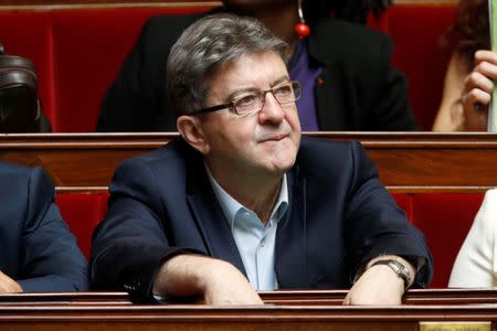 FILE PHOTO: Member of parliament Jean-Luc Melenchon of La France Insoumise (France Unbowed) political party attends the questions to the government session at the National Assembly in Paris, France, July 12, 2017. REUTERS/Charles Platiau