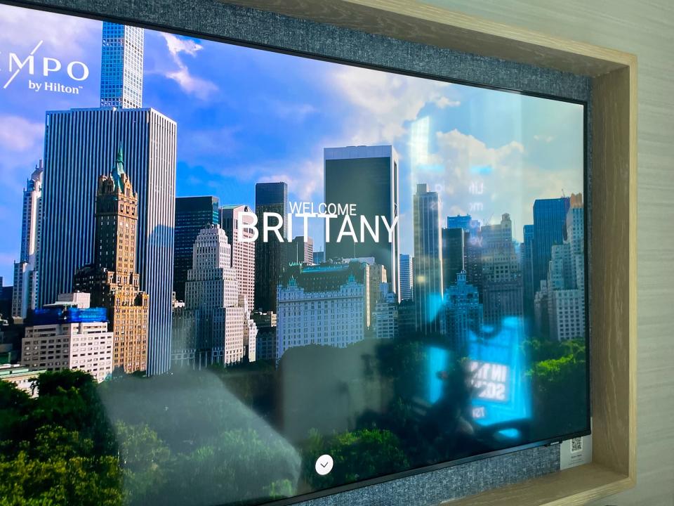TV screen that says Welcome Brittany 