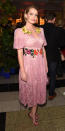 <p>Kitty Spencer attended a private view of “Frida Kahlo: Making Her Self Up” at London’s Victoria and Albert Museum wearing a lacy pink Dolce & Gabbana dress. (Photo: Getty Images) </p>