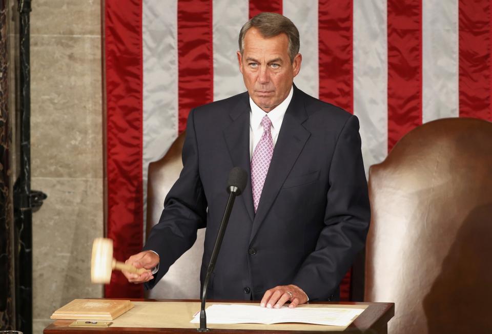 U.S. Speaker of the House Boehner gavels the joint session of Congress into session before U.S. President Obama delivers his State of the Union address to a joint session of the U.S. Congress on Capitol Hill in Washington