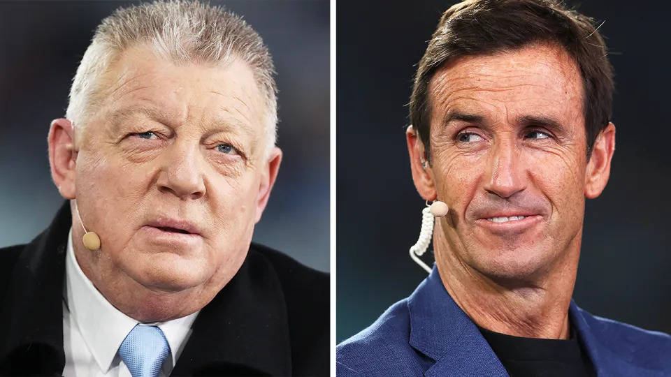 Phil Gould (pictured left) won't be commentating the NRL grand final on Channel Nine with the broadcaster opting for Andrew Johns (pictured right) an Billy Slater instead. (Getty Images)