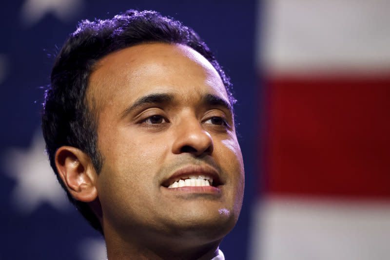 Republican presidential candidate Vivek Ramaswamy, an entrepreneur, has offered incentives to donors to help meet the requirements to appear at the first Republican debate. Photo by Tannen Maury/UPI