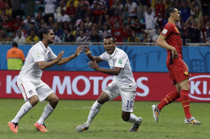 Julian Green celebrates his goal against Belgium. (AP)