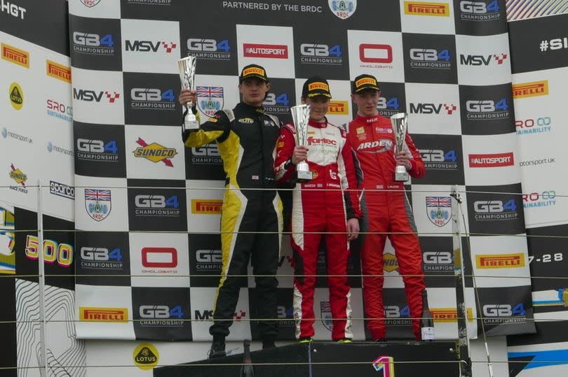 Leon (right) earned a podium finish when he was just 8.6 seconds behind the winner