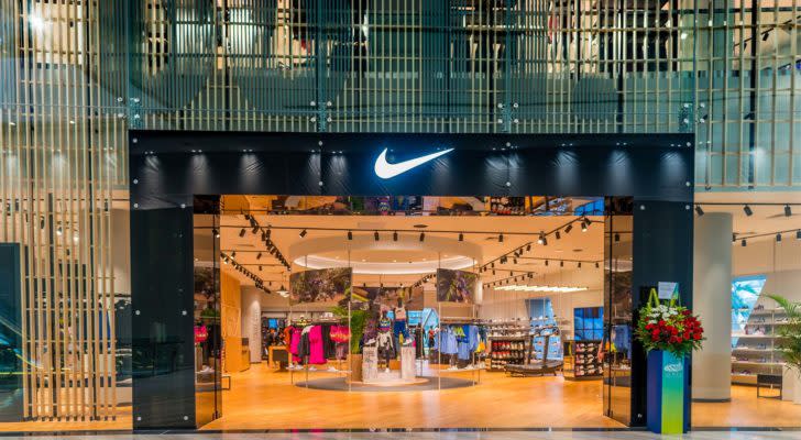 NKE stock: A photograph of the storefront of a Nike store.