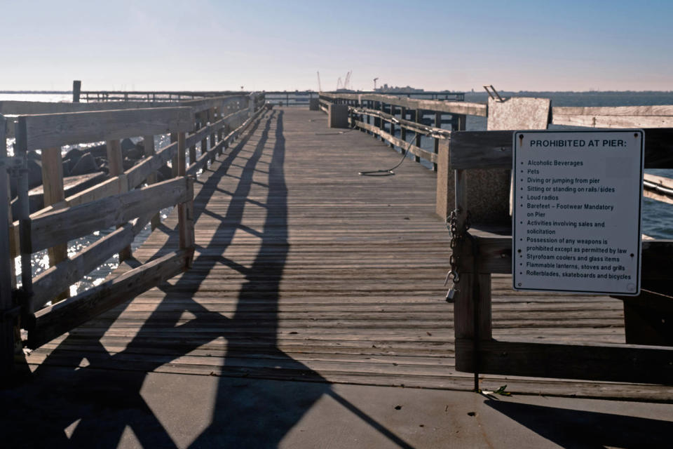 The original pier, which was built in 1818 to receive construction materials for Fort Monroe, is open to the public from dawn until dusk for sightseeing and fishing. (Kyna Uwaeme for NBC News)