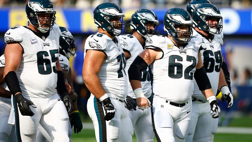 The formidable Eagles offensive line is always one step ahead of the opposition when it comes to the "Tush Push." - Ronald Martinez/Getty Images