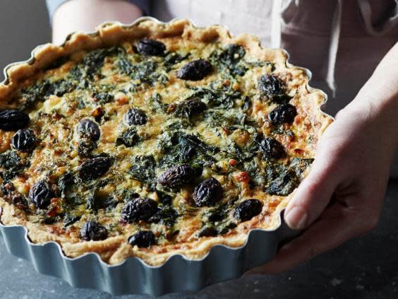 Spinach, olive and feta tart (Recipe by Riverford.co.uk)