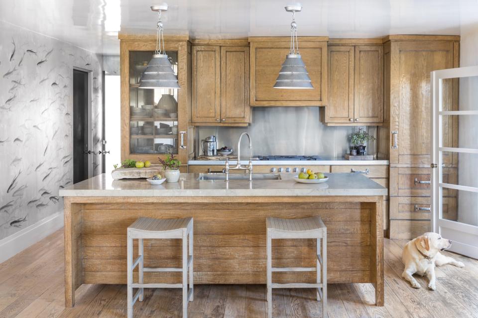 The Surfrider pendants in Marks's kitchen.