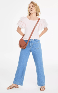 On 34th Women's Tulle Ruffle-Sleeve T-Shirt