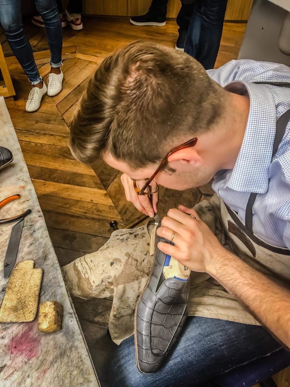 <h1 class="title">The Berluti bespoke shoe workshop displayed the incredible craftsmanship and detail that goes into every shoe.</h1><cite class="credit">Photo: Rae-Vaughn Lucas / Courtesy of Carmelo Anthony</cite>