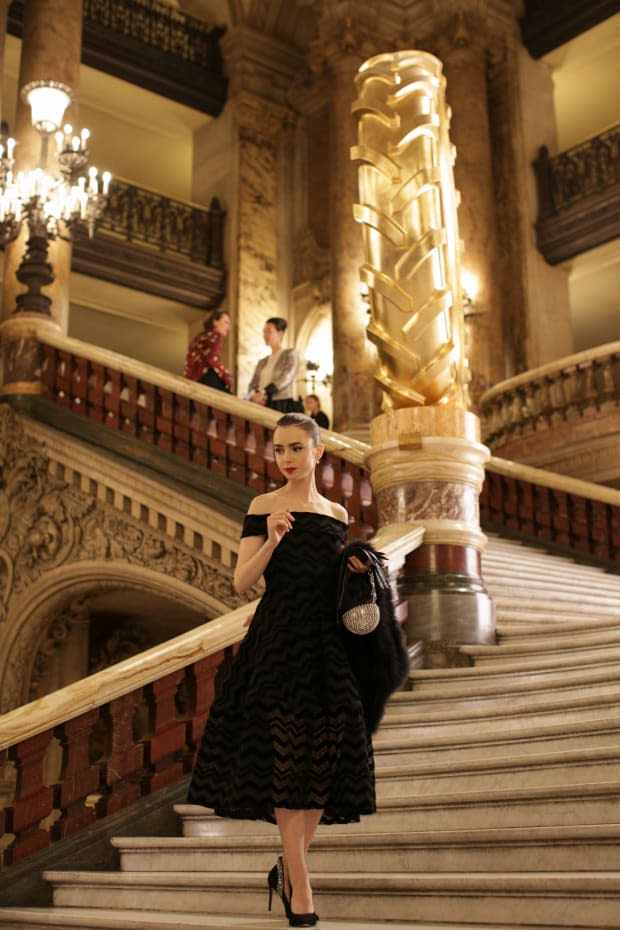 Emily's Audrey Hepburn homage at the opera.