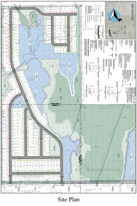 The site plan for the proposed 242-home subdivision in rural Kathleen.