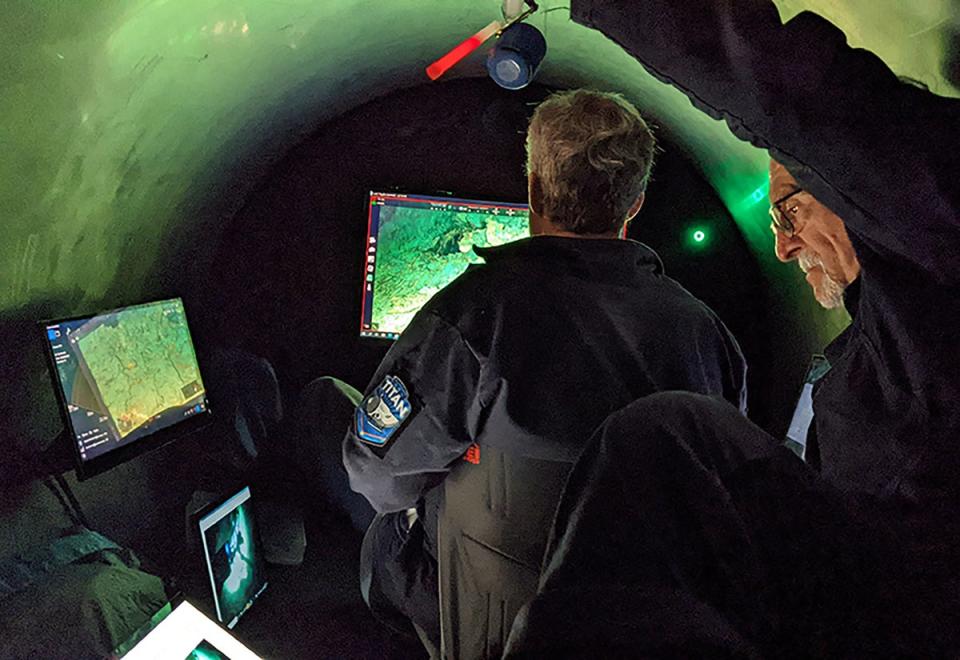 OceanGate Expeditions showing staff at work inside their submersible vessel named Titan, which is used to visit the wreckage site of the Titanic (PA)