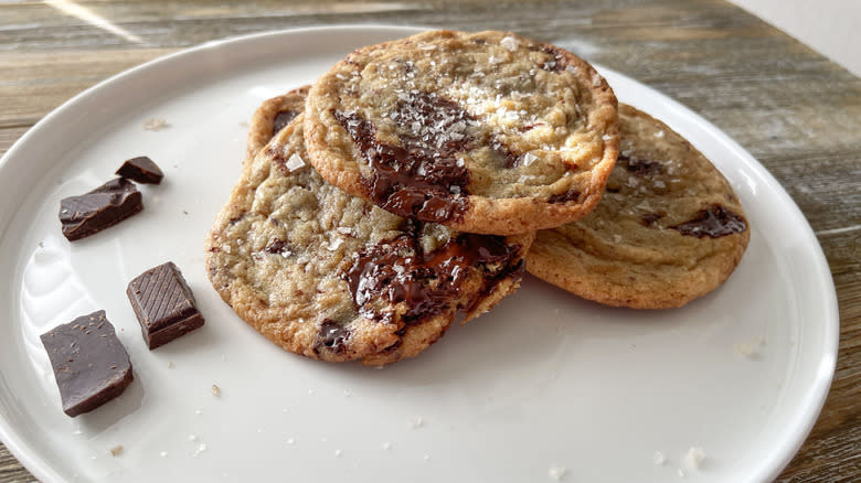 chocolate chip cookies on plate