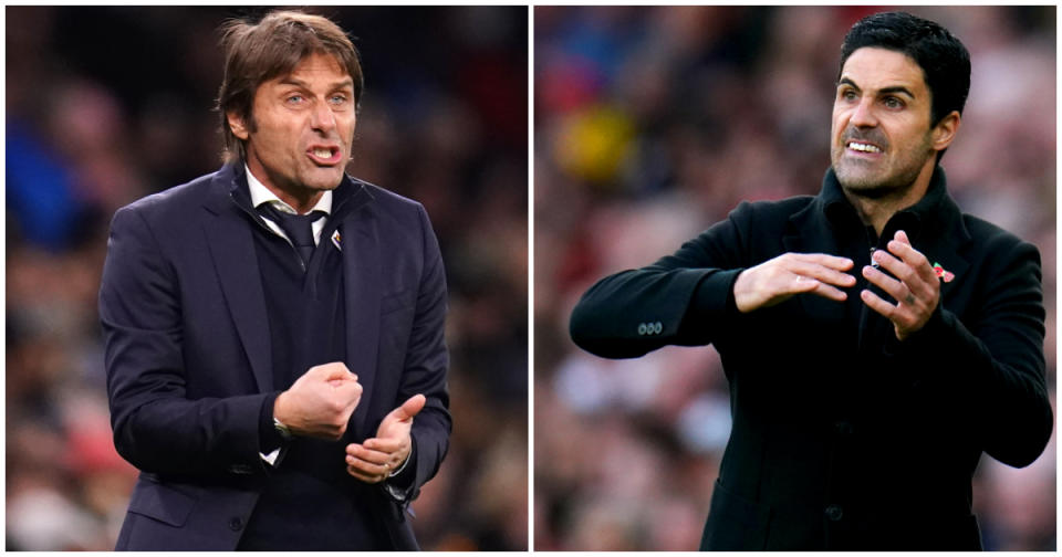 Tottenham and Arsenal managers Antonio Conte and Mikel Arteta. Credit: PA Images