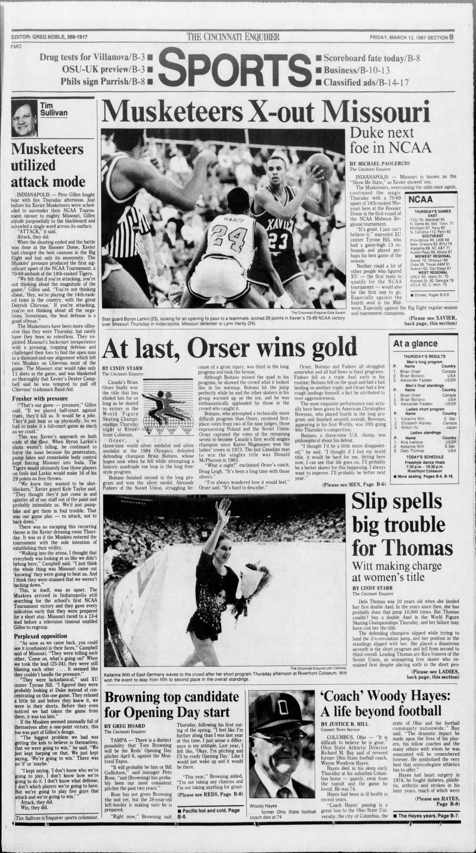 March 13, 1987 Cincinnati Enquirer sports cover