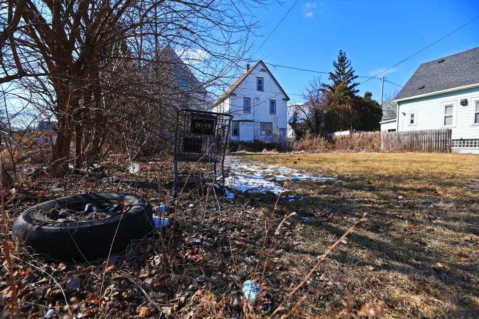 A vacant lot on Wednesday, March 9, 2022, but nearly 20 years ago the house where Charlie Young Jr. was beaten by a mob of teens, once stood here in Milwaukee.