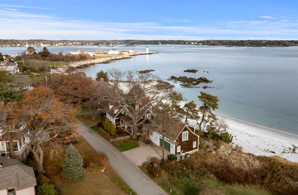 An aerial view of Portsmouth Harbor Light and the Coast Guard Station in New Castle.