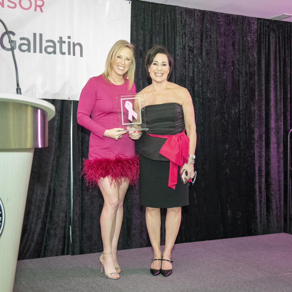 Morgan Pressel honors two-time breast cancer survivor Lynn Brading at her annual fundraiser. (photo credit: Kirstin Boucher)