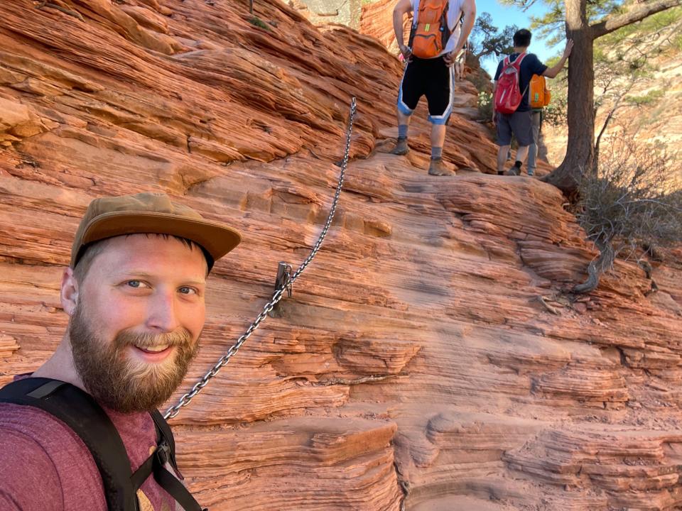 Timothy Moore selfie with Angels Landing chain