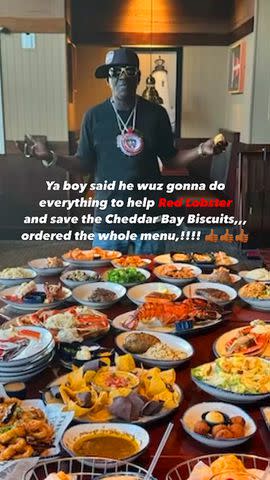 <p>Flavor Flav/Instagram</p> Flavor Flav posted on X that he 'ordered the whole menu' from Red Lobster