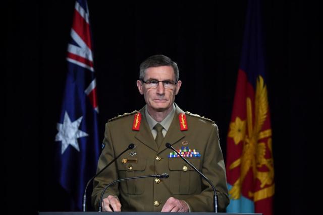FILE: Chief of the Australian Defence Force Gen. Angus Campbell  delivering a report into alleged misconduct in Afghanistan (AP)