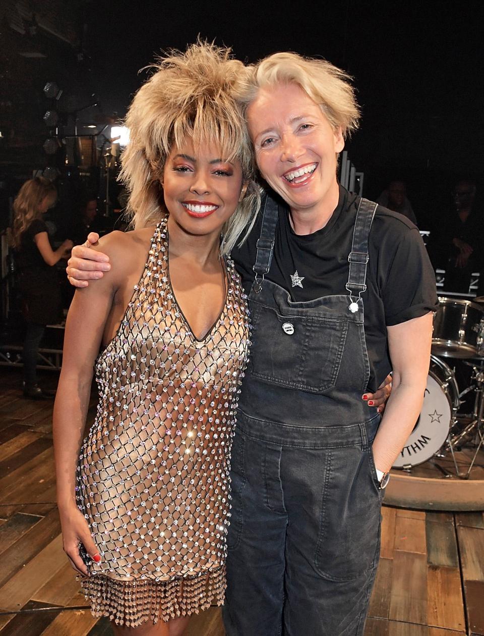Tina tribute: Emma Thompson poses backstage with Adrienne Warren (Dave Benett/Getty Images )