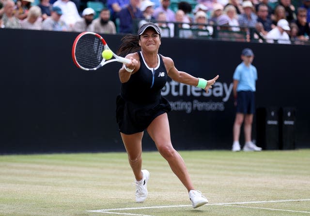 Heather Watson stretches for a forehand 