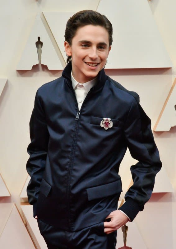 Timothée Chalamet arrives for the 92nd annual Academy Awards at the Dolby Theatre in the Hollywood section of Los Angeles on February 9, 2021. The actor turns 28 on December 27. File Photo by Jim Ruymen/UPI