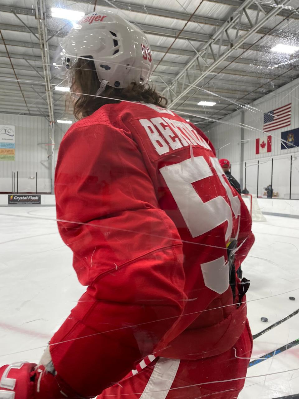 Detroit Red Wings forward Tyler Bertuzzi, Sept. 23, 2021, at training camp in Traverse City.