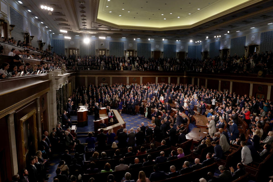 Netanyahu en su discurso ante los congresistas . (Photo by Justin Sullivan/Getty Images)