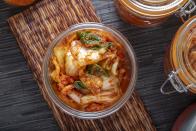 <p>It’s encouraging that this traditional Korean accoutrement is gaining popularity—traditionally made from cabbage, it’s fermented, so it contains <a href="https://www.prevention.com/food-nutrition/g33704757/best-probiotic-supplements/" rel="nofollow noopener" target="_blank" data-ylk="slk:probiotics;elm:context_link;itc:0;sec:content-canvas" class="link ">probiotics</a> that support a healthy gut bug balance, says Chou. It’s good all on its own as a snack, or you can try adding it to stews, stir-fries, sandwiches, or eggs.</p>