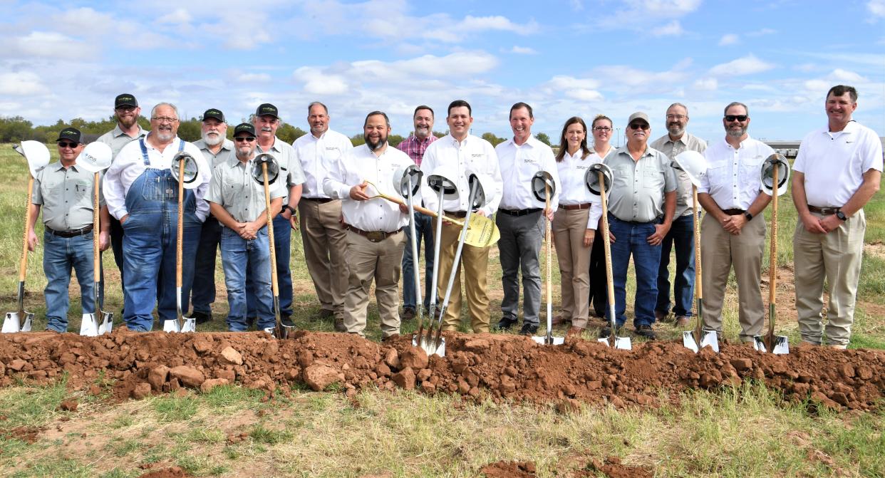 Employees and management pose during the ground-breaking WinField United Expansion Ceremony in Wichita Falls on Wednesday, November 9, 2022.