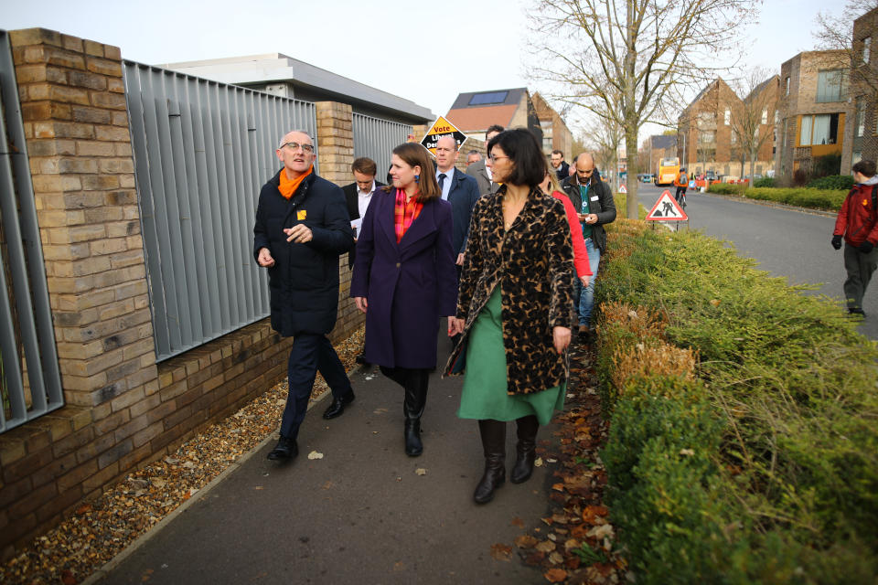 Liberal Democrats leader Jo Swinson on a walkabout in Cambridge, whilst campaigning for the General Election. PA Photo. Picture date: Wednesday November 20, 2019. See PA story POLITICS Election. Photo credit should read: Aaron Chown/PA Wire