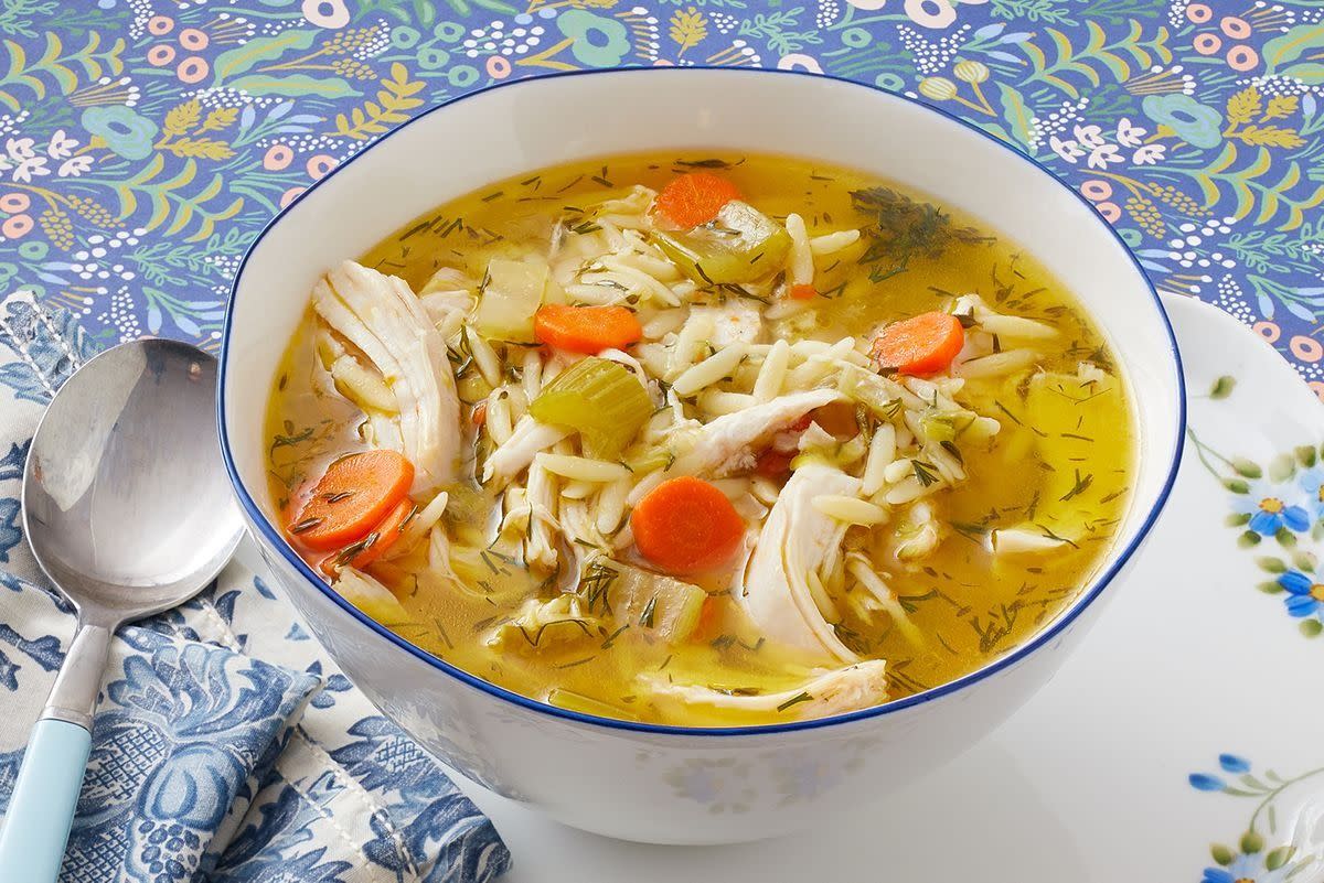 spring dinner ideas lemon chicken orzo soup