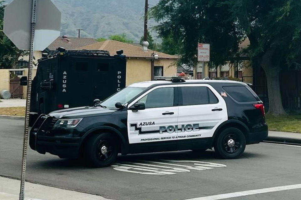 Azusa, California, police vehicles outside a home.  (Azusa Police Department / Azusa Police Department)