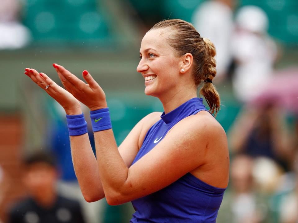 Petra Kvitova celebrates after securing victory (Getty)