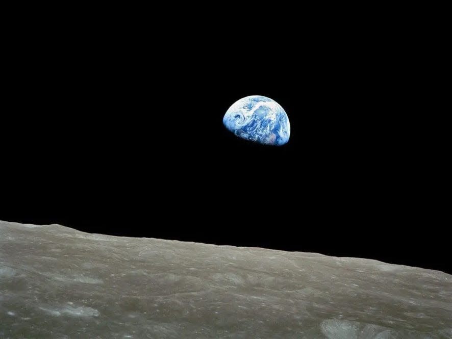 "Earthrise" from the moon, taken in 1968.