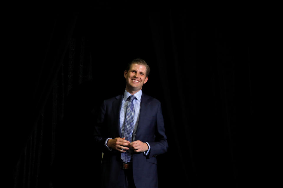 Eric Trump attends a rally of his father U.S. President Donald Trump in Huntington, West Virginia U.S., August 3, 2017. REUTERS/Carlos Barria