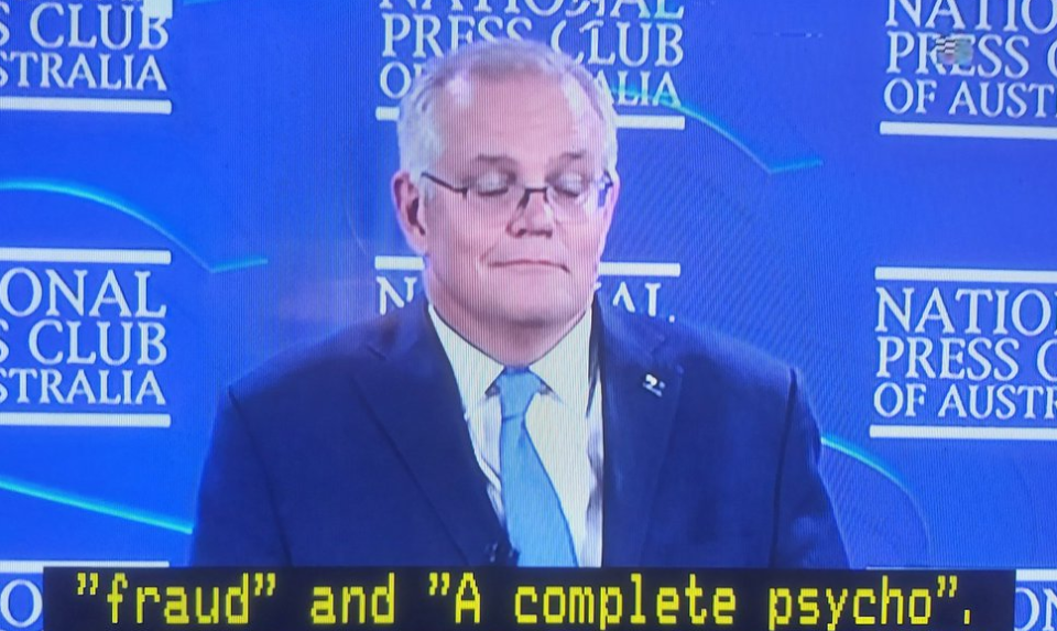 Social media lit up following the line of questioning. Mr Morrison said he disagreed with the character assessment. Source: ABC24/Twitter