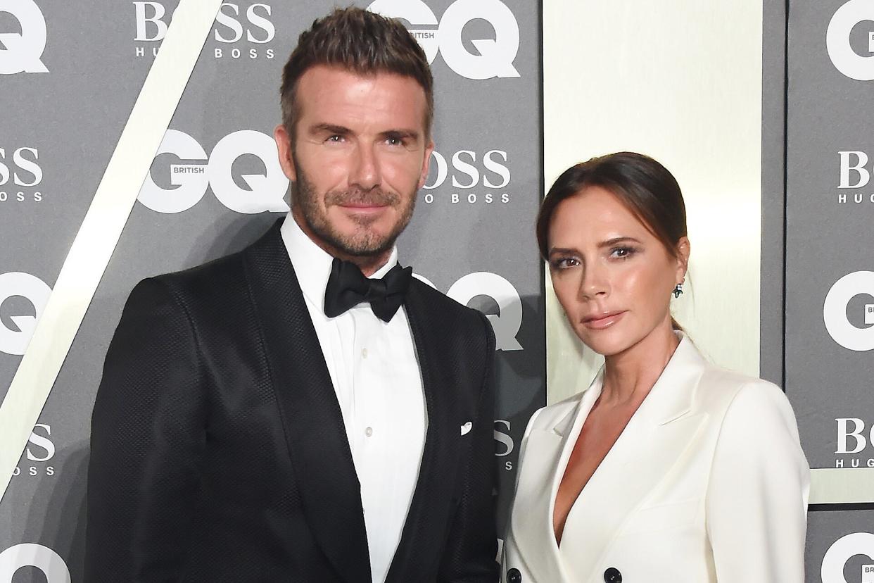 LONDON, ENGLAND - SEPTEMBER 03: David Beckham and Victoria Beckham attend GQ Men Of The Year Awards 2019 in association with HUGO BOSS at Tate Modern on September 03, 2019 in London, England. (Photo by David M. Benett/Dave Benett/Getty Images for Hugo Boss)