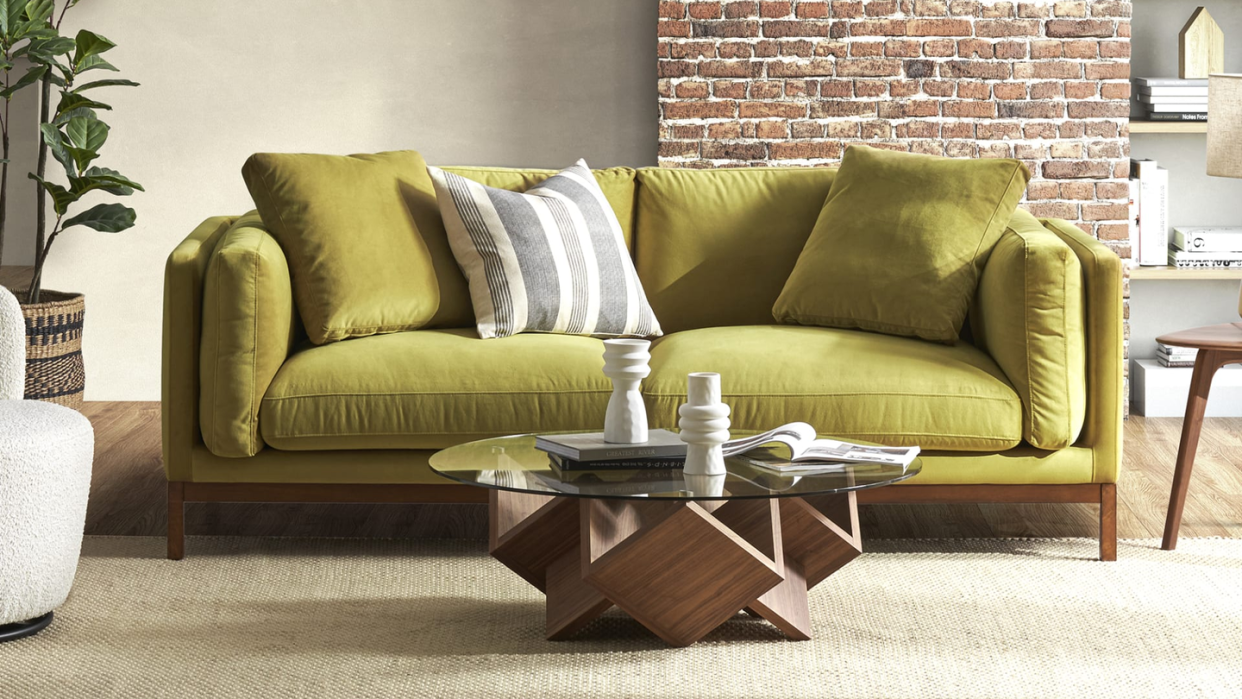 green sofa