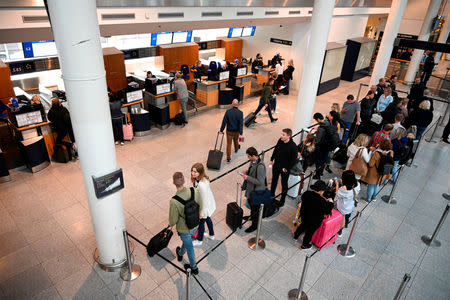 A view of passengers as SAS pilots go on strike at Copenhagen Airport in Kastrup, Denmark April 26, 2019. Philip Davali/Ritzau Scanpix via REUTERS