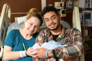 Alexa and Douglas Davis hold their baby Chance <br><em>(Courtesy: Rodney Jackson, CRDAMC Public Affairs)</em>