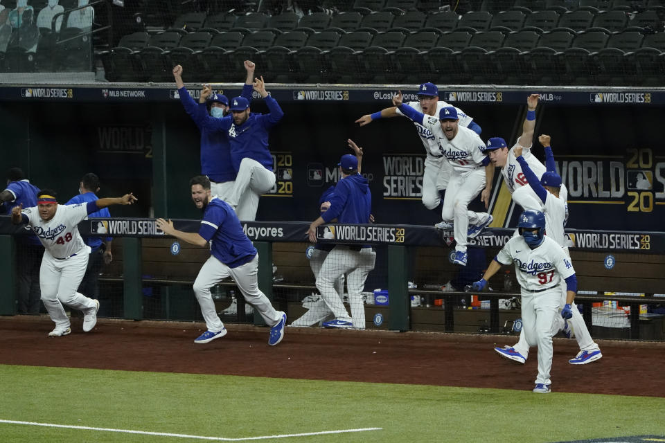 Dodgers jump over the fences. 