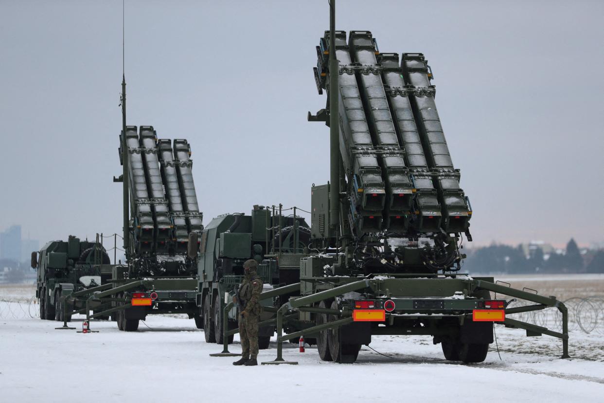 File photo: Patriot air defence systems during Polish military training on the missile systems at the airport in Warsaw, in February (Reuters)