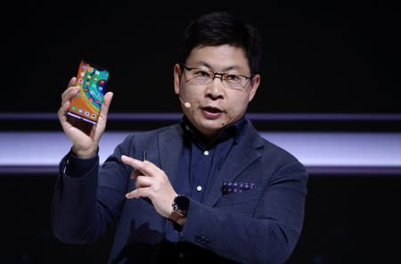 Richard Yu, CEO of Huawei's consumer business group, launches the Mate 30 smartphone range in Munich